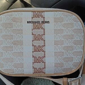 Michael Kors Cream and Brown Cross Ody Bag